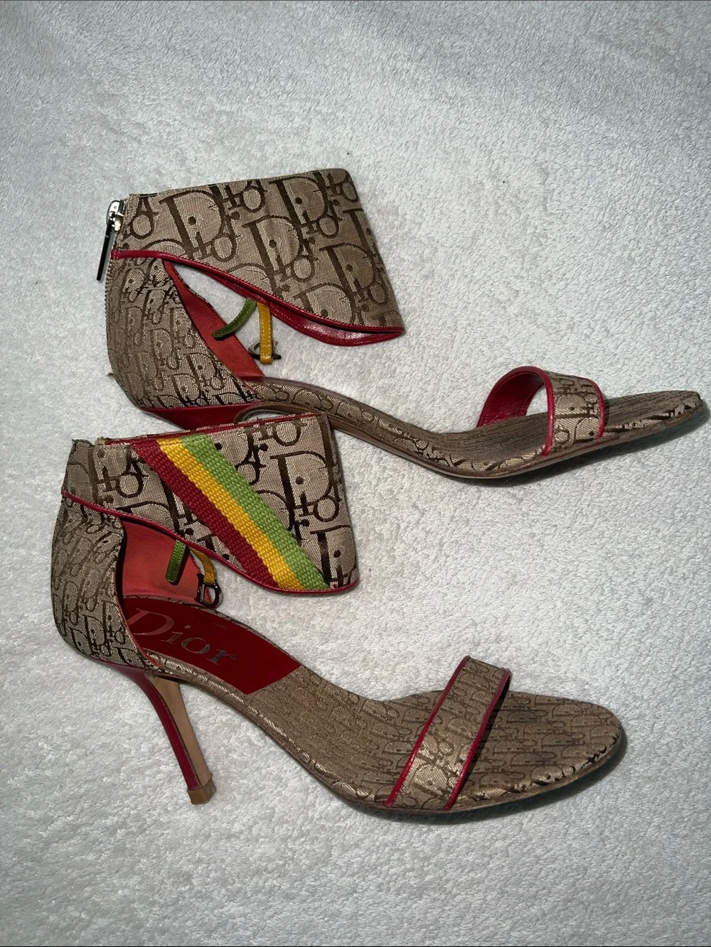 RARE Christian Dior Rasta Ankle Strap Heels - 37.5